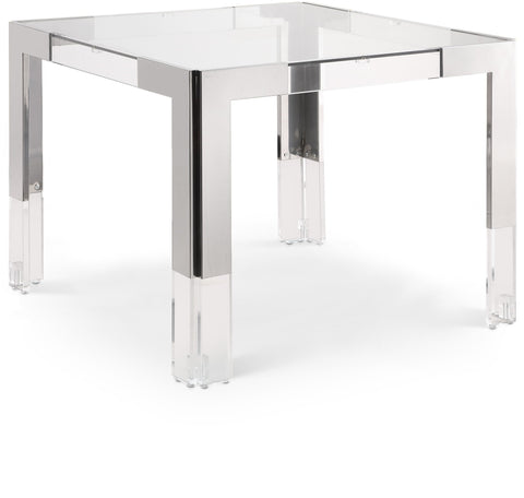 Casper 38" Glass Top, Acrylic And Steel Base Dining / Game Table