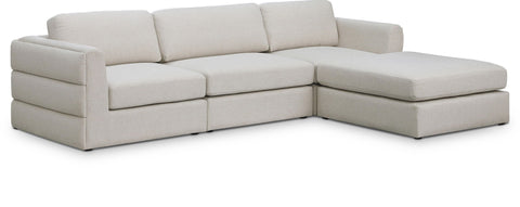 Seccional modular tapizado de tela con textura de lino Beckham de 114" de 4 piezas