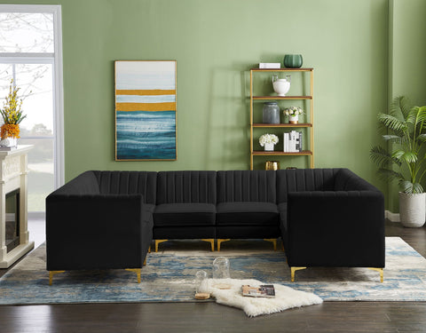 Seccional modular tapizado de terciopelo Alina de 116.5" de 8 piezas