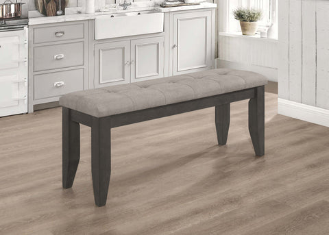 Banco de comedor Dalila de madera tapizado en tela gris oscuro
