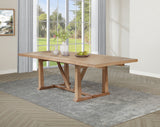 Mesa de comedor Middleton de 106 pulgadas con extensión y hoja, color marrón natural