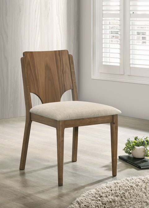Silla de comedor Crestmore con asiento tapizado Nogal (Juego de 2)