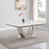 Mesa de comedor Kerwin rectangular de 71 pulgadas con tablero de piedra blanco