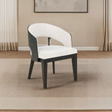 Silla de comedor con brazos tapizada Leandro, color crema (juego de 2)
