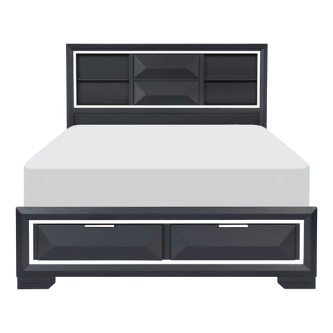 Cama de plataforma Rosemont con almacenamiento en la piecera