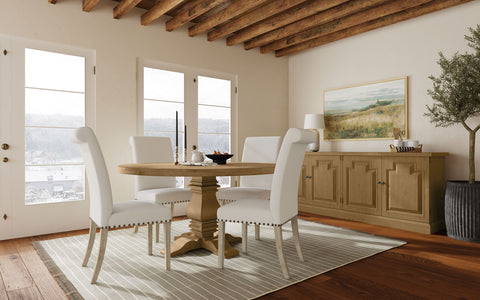 Mesa de comedor redonda de madera Florence de 60 pulgadas, miel rústica
