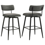 Silla de bar giratoria Levine tapizada en tela gris (juego de 2)