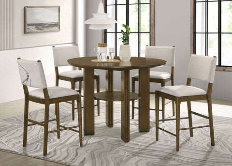 Mesa de comedor redonda Ottowa de 47 pulgadas y altura de mostrador, marrón