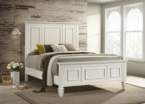 Cama Queen Panel de Madera Sandy Beach Color Crema