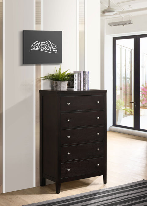 Cómoda para dormitorio Carlton de 5 cajones color capuchino