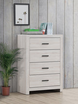 Cómoda para dormitorio Brantford de 4 cajones en blanco costero