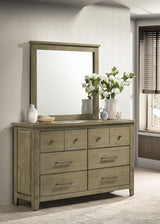 Cómoda para dormitorio Hazlewood de 6 cajones con espejo, roble Vineyard