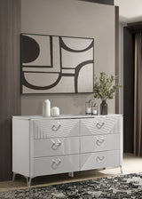 Cassia 6-drawer Bedroom Dresser Cabinet White High Gloss