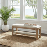 Banco para pie de cama Solano de 52 pulgadas, madera de mango envejecida