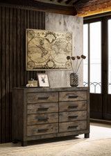 Cómoda Woodmont de 8 cajones, marrón dorado rústico