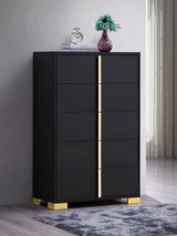 Cómoda de dormitorio Marceline de 5 cajones, negra