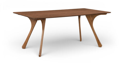 Mesa de comedor de madera maciza con enchapado de nogal Glenwood de 71"