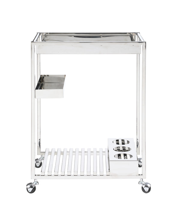 Contemporary Stainless Steel Tea Cart 3030-TC