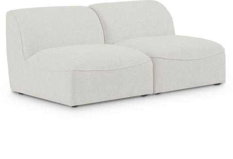 Miramar 66" Linen Textured Fabric Upholstered 2pc. Armless Modular Loveseat