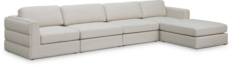 Seccional modular tapizado de tela con textura de lino Beckham de 152" de 5 piezas
