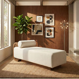 Zephyr Cane And Linen Textured Fabric Upholstered Chaise