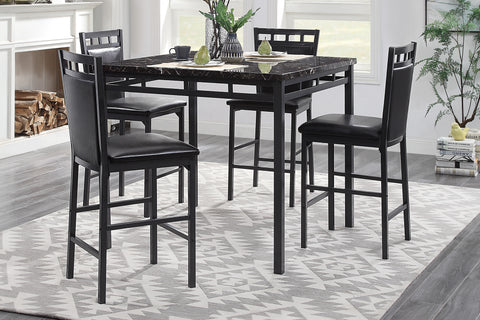 Olney 5-Piece Pack Counter Height Set, Faux Marble Top