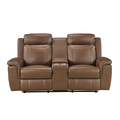 Nest Double Reclining Love Seat with Center Console and Receptacles