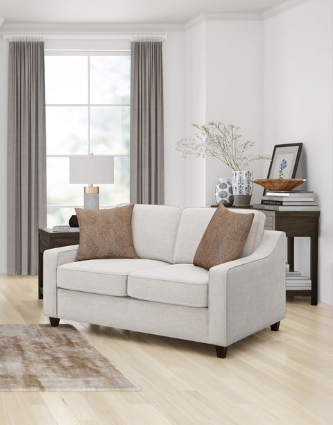 Sofá de dos plazas tapizado con brazos inclinados Christine, beige