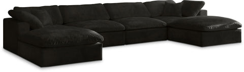 Cozy 158" Velvet Upholstered Overstuffed Fiber Filled Comfort Comfort 6pc. Modular Sectional