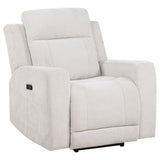 Sillón reclinable eléctrico Kennett tapizado en chenilla marfil