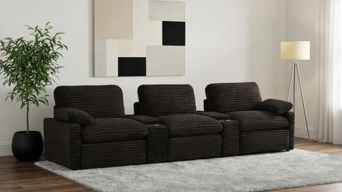 Juego de 5 sillones reclinables eléctricos para cine en casa Collins, marrón chocolate