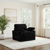 Sillón reclinable eléctrico tapizado Collins negro