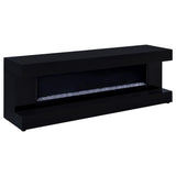 Mueble de TV Mallory con chimenea, consola y altavoz Bluetooth, color negro brillante