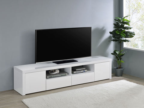 Jude 2-door Engineered Wood 79-inch TV Stand High Gloss White