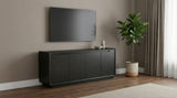 Mueble de TV de 4 puertas Leandro de 72 pulgadas, color negro bruñido