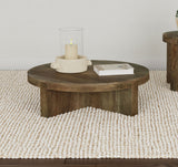 Mesa de centro redonda sólida de madera de mango Kinkaid marrón