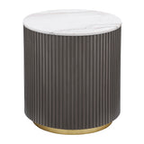 Jason Round White Marble Top Side End Table Charcoal