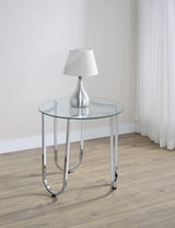 Mesa auxiliar de cristal templado redondo Beller cromado