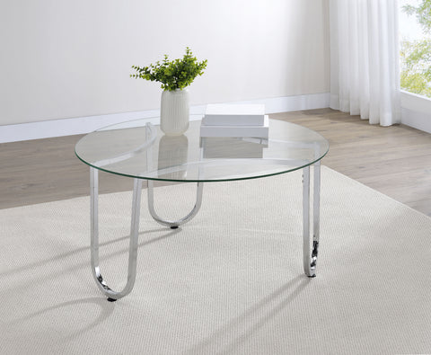 Mesa de centro Beller redonda de cristal templado y cromo
