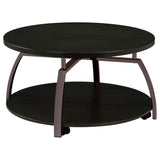 Mesa de centro Dacre con tablero de madera reconstituida redonda, color gris carbón oscuro