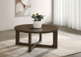 Mesa de centro Kessler redonda escultórica de madera marrón