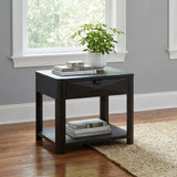 Mesa auxiliar de madera Marcelo con cajón y estante, color café