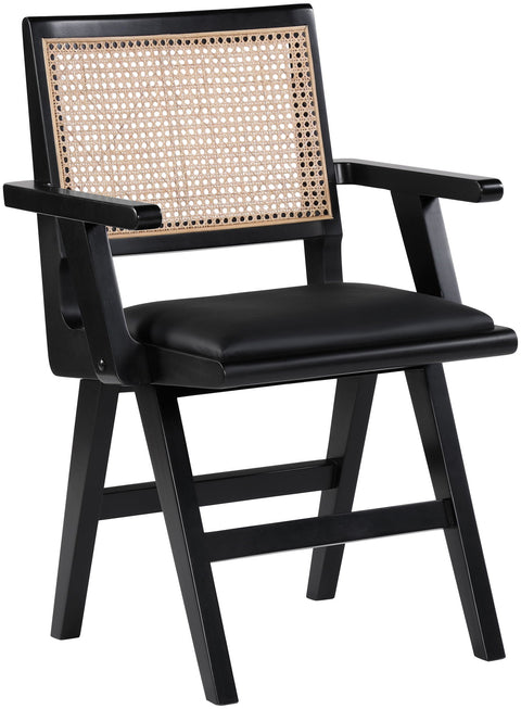 Sillón de comedor tapizado de rejilla y de cuero vegano Abby