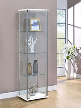 Vitrina Bellatrix de vidrio transparente con 3 estantes, blanca