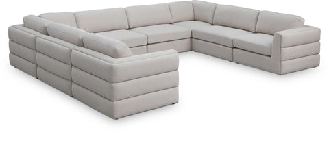 Seccional modular tapizado de tela con textura de lino Beckham de 152" de 8 piezas