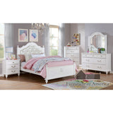 Belva Bed + 1NS + Dresser + Mirror - White