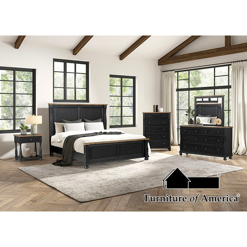 Neue Mills Bed - Farmhouse Black/Rustic Oak