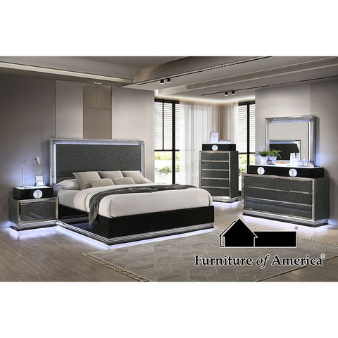 Morah 5 PC. Bedroom Set W/ 2NS - Charcoal Gray/Black