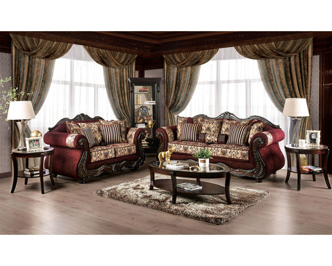 Matteo Sofa + Loveseat - Burgundy/Brown