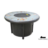 Dining Set Outdoor 42'' Slate Top Gas Fire Pit Brown